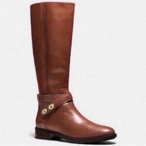✨NIB! Coach Essex Semi Matte Calf Boot in Dark Saddle